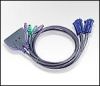 ATEN CS62 :: KVM превключвател, 2х 1, автом., PS2, включени кабели