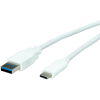 VALUE 11.99.9010 :: USB Type-C кабел, USB-C М - USB-А М, 5 Gbit/s, бял, 0.5 м