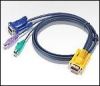 ATEN 2L-5206P :: KVM кабел, SPHD15 M >> 2x PS2 M + HD15 M, 6.0 м