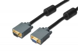 ASSMANN DB-310205-018-D :: Удължителен кабел за монитор, HD15/M - HD15/F, 1.8 м, феритна защита