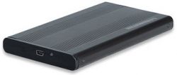 MANHATTAN 130240 :: Външна кутия за дискове, 2.5“ SATA към USB 2.0, алуминиева, черен мат