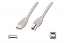 ASSMANN AK-300105-050-E :: USB 2.0 кабел, Type A - B, 5.0 м, бежов