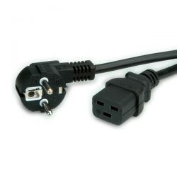 VALUE 19.99.1552 :: Захранващ кабел, Schuko, IEC320 - C19, 16A, черен, 2.0 м