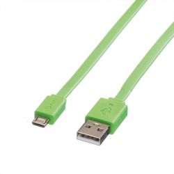 ROLINE 11.02.8763 :: ROLINE USB 2.0 кабел, USB Type A M - Micro USB B M, 1.0 м, Зелен