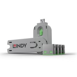 LINDY 40451 :: USB Port Security Kit Green, 1 x USB Key & 4 x USB Locks