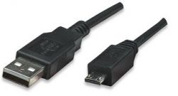 MANHATTAN 307215 :: Hi-Speed USB Device Cable, A Male / Micro-A Male, 1.8 m (6 ft.), Black