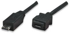 MANHATTAN 307406 :: Hi-Speed USB 2.0 Extension Cable, Micro-A Male / Micro-AB Female, 1.8 m (6 ft.), Black