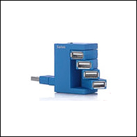 Saitek PZ39Ab :: USB хъб Flexible Smart, 4 порта, син цвят
