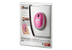 Trust 15488 :: Оптична мини-мишка, прибиращ се кабел, MI-2850SP, розова