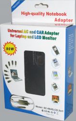 VALENTA SC-9045LCD :: Универсален AC и автомобилен адаптер за лаптоп, 90 W, USB порт