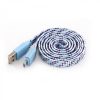 SBOX USB-103CF-BL :: Плосък USB A към Micro USB B кабел, 1.0 м, с оплетка, син