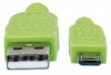 MANHATTAN 352765 :: Кабел USB 2.0 A - Micro-B, M/M, 1.8 м, оплетка, зелен