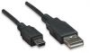 MANHATTAN 333375 :: Кабел USB 2.0, B-Mini 5pin, 1.8 м, черен цвят, MHP