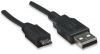 MANHATTAN 325677 :: Кабел USB А/М - microB/M 0.5 м, черен цвят